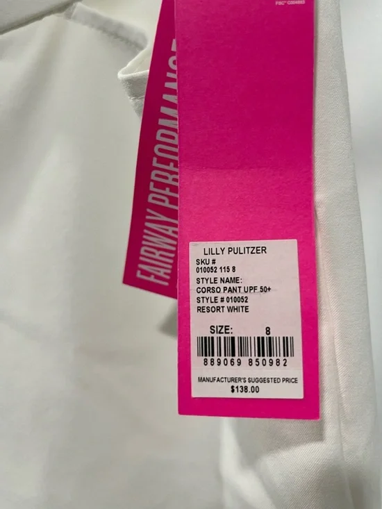 Lilly Pulitzer Resort White Pants with Pink Tag - Picture 3 of 5